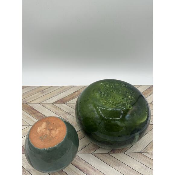 Green Drop Glaze Pottery Sugar Bowl & Creamer Drip Glaze Set Vintage Stunning - Picture 3 of 7